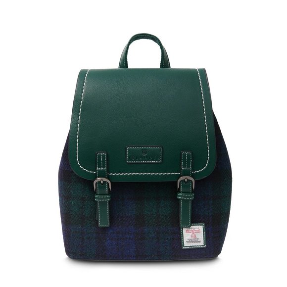 The Shepherd's Knot Handbags - New Wool Tweed Backpack Purse Bag Navy Blue Green Black Watch (Scotland)